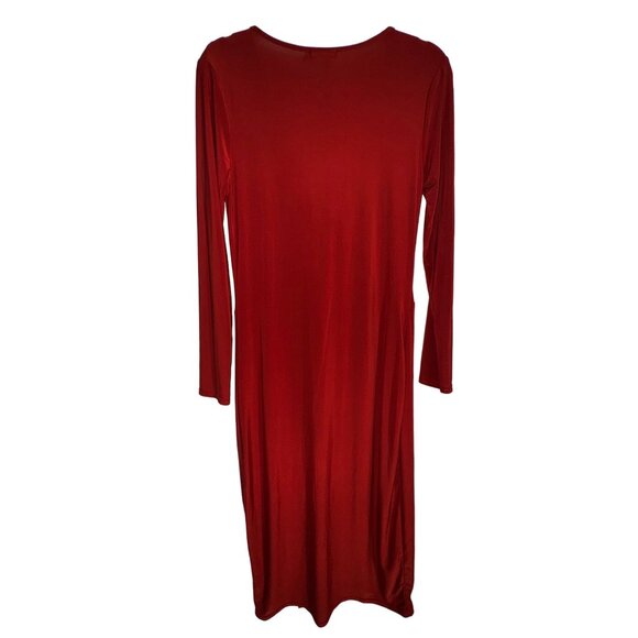 Boohoo Tall Cowl Neck Midi Dress Rust Color UK 16 US 12 EUR 44 Sexy Stretch Club - Picture 2 of 6